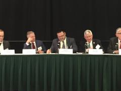 Lt. Gen. Rhett Hernandez, USA (Ret.) (far r), AWest Point chair to the Army Cyber Institute and former commander of the U.S Army Cyber Command, moderates the "Cyber Educator Perspective & Priorities" panel alongside (l-r) Jim Yacone, director of federal operations, SANS Technology Institute; Michael Moniz, Circadence Corporation; David Snow, University System of Georgia; and Robert Quinn, St. Leo University.