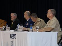 Panelists at WEST 2022 discuss network security and JADC2. Photo by Michael Carpenter