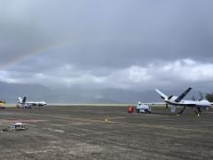 Two MQ-9 Reapers are parked on the flight line during the Air Force’s Exercise Agile Combat Employment Reaper on September 20, 2021, on Marine Corps Base Hawaii, Hawaii. Reapers joined on MCB Hawaii from multiple bases across the continental United States for the exercise. Experts purport that cutting the MQ-9 Reaper program would harm U.S. capabilities and ability to protect itself. Credit: U.S. Air Force photo by Airman 1st Class Adrian Salazar