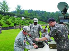 U.S. and Republic of Korea officers set up a U.S. army radio for Korean communications. U.S. signal assets are being upgraded to provide ensured connectivity and greater joint and coalition interoperability.
