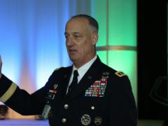 Lt. Gen. Alan Lynn, USA, director of the Defense Information Systems Agency, speaks at MILCOM 2016. Photo by Mike Carpenter