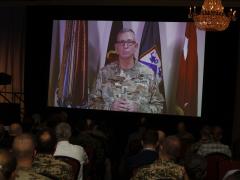 Lt. Gen. Ted Martin, USA, appears via video at TechNet Augusta 2021. Photo by Michael Carpenter