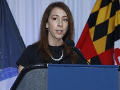 Danielle Metz, chief information technology strategist, Office of the Secretary of Defense, U.S. Defense Department, speaks at AFCEA’s TechNet Cyber 2022. Photo by Michael Carpenter