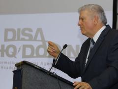 Anthony Montemarano, executive deputy director, DISA, speaks at the Defensive Cyber Operations Symposium.