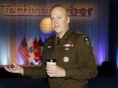 Lt. Gen. John Morrison, USA, U.S. Amy deputy chief of staff, G-6 addresses the audience at TechNet Cyber in Baltimore. Photo by Michael Carpenter