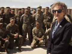 Galt speaks in 2017 to U.S. Armed Forces service members in Mongolia during the annual Khaan Quest, the Mongolian-hosted exercise designed to strengthen the capabilities of the U.S., Mongolia and other partner nations in international peacekeeping operations. Galt emphasizes the need for strengthening U.S. partnerships, given the threat that China presents in the Indo-Pacific region. U.S. Marine Corps Forces, Pacific photo by Lance Cpl. Maximiliano Rosas