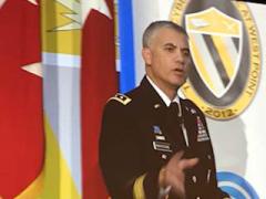 Gen. Paul Nakasone, USA, director of the National Security Agency and commander of U.S. Cyber Command, discusses datat mangement at TechNet Cyber. Photo by Michael Carpenter