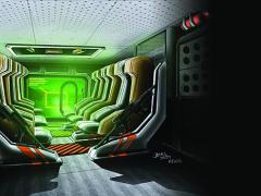 This rendering proposes a virtual window screen across the rear ramp of an armored vehicle. It would give troops riding in the vehicle a critical picture of their surroundings, which they currently lack.