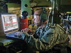 A soldier looks at intelligence data via the Distributed Common Ground System. The NRO’s Future Ground Architecture aims to revolutionize the capabilities of NRO assets available to ground users.