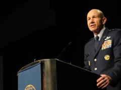 Lt. Gen. James Holmes, USAF, deputy chief of staff for strategic plans and requirements for the Air Force, talks about the rise of Russian and Chinese military and technological advancements that threaten U.S. superiority in both air and cyberspace during AFCEA’s TechNet Air symposium in San Antonio.