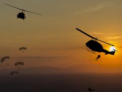 U.S. troops conduct a so-called “jump test” of a new capability. Here they evaluate the Hughes HM300 portable X-band satellite terminal used for intelligence, surveillance and reconnaissance.