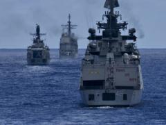 The HMAS Ballarat, USS Mobile Bay, CNS Cochrane, INS Satpura, HMCS Calgary and USS Shoup prepare for a live-fire exercise during Rim of the Pacific (RIMPAC) 2016. Interoperability in the Pacific theater is a constant challenge for U.S. forces that are relying more and more on new information technologies.