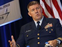 Adm. Karl L. Schultz, USCG, commandant of the Coast Guard, speaks during a panel at WEST 2020. Photo by Michael Carpenter