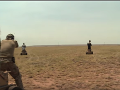 U.S. Air Force training in New Mexico uses robots to teach airmen how to operate better in tense situations.