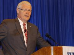 Alan Shaffer, deputy undersecretary of defense for acquisition and sustainment, speaks at West 2019. Photo by Michael Carpenter