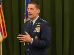 DISA Director Lt. Gen. Robert Skinner, USAF, shown here at a military retirement ceremony, discussed the agency’s technology needs at the 2022 Rocky Mountain Cyberspace Symposium.