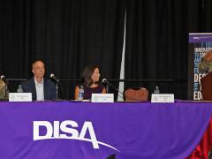 A DISA panel discusses how the agency is delivering capabilities to warfighters at AFCEA TechNet Augusta. Photo by Michael Carpenter