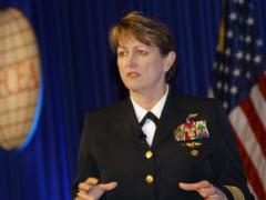 Vice Adm. Jan Tighe, USN, deputy chief of Naval Operations for Information Warfare (N2N6), describes the challenges facing Navy information warfare during her keynote luncheon speech at West 2018.