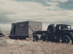 The Mobile Low Power Prototype Number 1 at the National Reactor Testing Station, Idaho Falls, Idaho, was designed at Fort Belvoir, Virginia. It was deployed in Idaho in 1961 and was one of a series of ultimately failed efforts by the Army Corps of Engineers to develop a mobile nuclear reactor in the 1960s. U.S. Army photo courtesy of Office of History, HQ, U.S. Army Corps of Engineers/Photographer unknown
