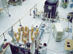 Lockheed Martin engineers work on the GPS IIR satellites for the U.S. Air Force. Lockheed Martin designed and built 21 GPS IIR satellites and subsequently modernized eight of those spacecraft, designated GPS IIR-M, to enhance operations and navigation signal performance. Courtesy Lockheed Martin