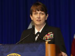 Vice Adm. Jan Tighe, USN, commander, Fleet Cyber Command and commander, Tenth Fleet, provides perspective on Navy cyber at West 2015.