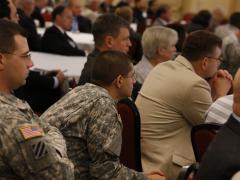 Attendees listen to keynote addresses during the third annual AFCEA International TechNet Augusta conference, which wraps up Thursday. Photo by Mike Carptenter