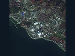 A Pleiades satellite image clearly shows buildings, including Olympic venues, in Sochi, Russia. The National Geospatial-Intelligence Agency is employing its own intelligence products to help personnel from other intelligence organizations locate and identify structures worldwide that might be the source of hostile cyber activity.