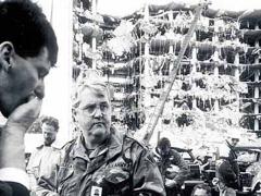 Army National Guard Chaplain Lt. Col. Henry Roberson (center) gives communion to search and rescue workers across the street from the Alfred P. Murrah Federal Building, the site of a 1995 terrorist attack caused by a fertilizer bomb. The Department of Homeland Security's Science and Technology Directorate is building a modeling tool that will help officials plan for and counter attacks at special events. Photo by Tech. Sgt. Marvin Krause, U.S. Air Force