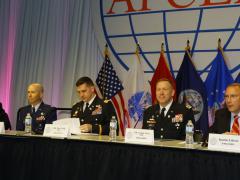 Panelists at the Defensive Cyber Operations Symposium discuss directing change to organize the cyberspace warfighting domain.