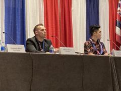 TechNet Indo-Pacific panelists discussing the coming 5G revolution are (l-r) Stephanie Hutch, Makai Defense; Michael Bilyeu, NineTwelve; William Fong, NIWC Pacific; and Robert Perkins, Vectrus.