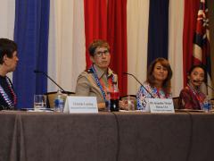 TechNet Indo-Pacific panelists discussing the future of AI and ML are (l-r) Christine Lanning, Integrated Security Technologies; Brig. Gen. Jacqueline “Denise” Brown, USA, USINDOPACOM; Michele Engelhart, GDIT; Nicole Isoda, NIWC Pacific; and Catherine Johnston, USINDOPACOM. Credit: Tony Grillo photo