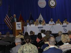 Panelists at West 2019 discuss information warfare. Photo by Michael Carpenter