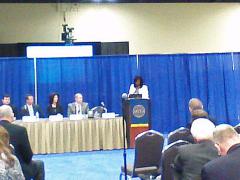 A panel discusses the government procurement process during AFCEA's TechNet Air symposium in San Antonio.