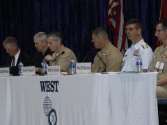 Panelists discuss acquisition and requirements at WEST 2020. Photo by Michael Carpenter