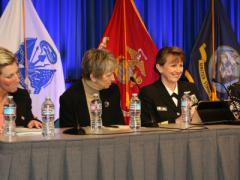 Women share stories of hurdles and triumphs at the Women in Cyber panel at West 2017. Photo by Mike Carpenter