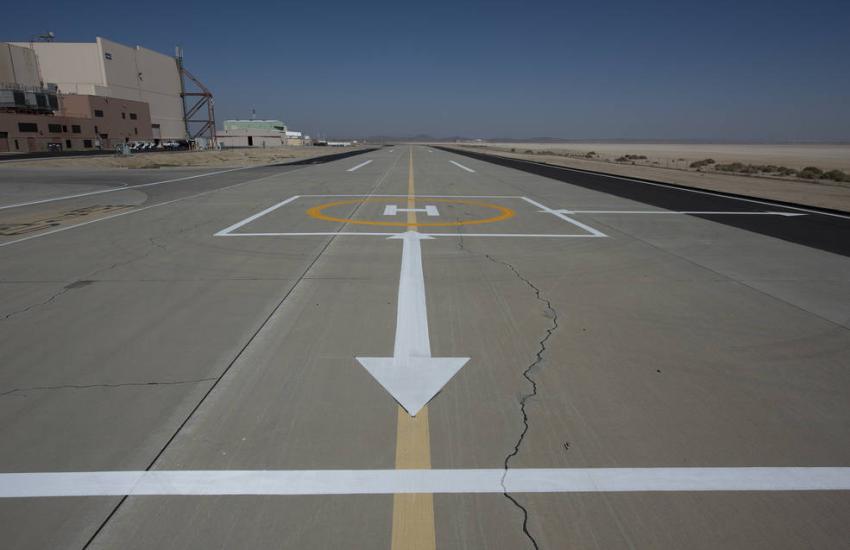 In support of NASA’s Advanced Air Mobility National Campaign, officials at the NASA Armstrong Flight Research Center in California conducted initial flight tests in October 2020 by painting vertiport and helipad indicators on the traditional runway.