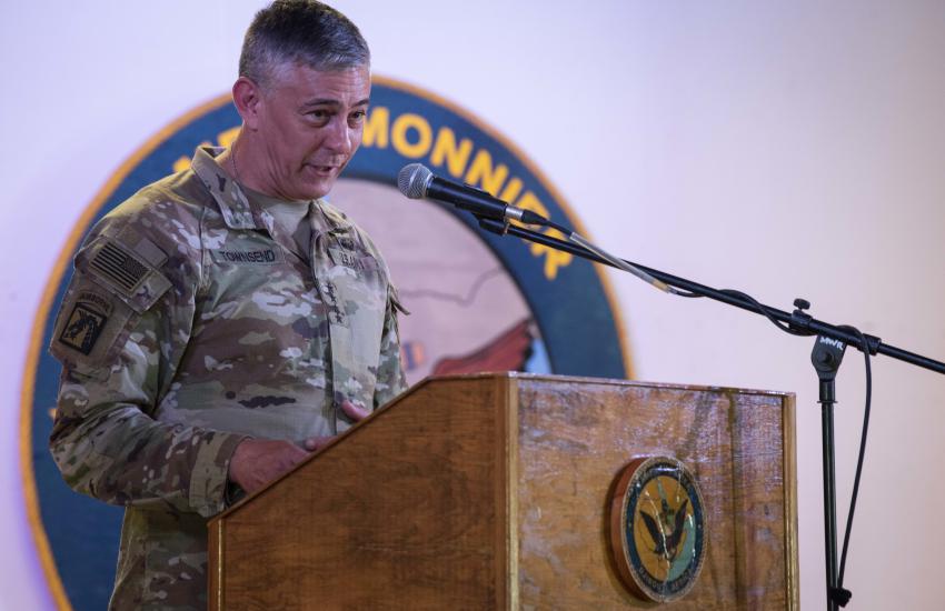 U.S. Army Gen. Stephen Townsend, delivers comments at Camp Lemonnier, Djibouti, May 14, 2022. Photo By: Tech. Sgt. Lynette Rolen