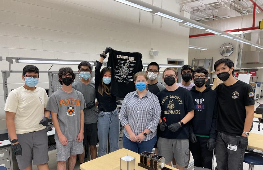 The TJ students after the vibe test in the school’s lab.
