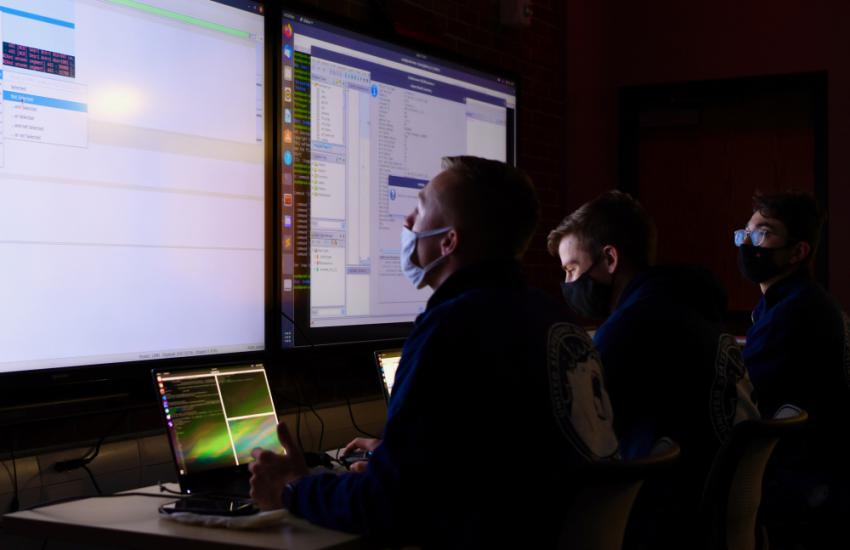 A team from the U.S. Coast Guard Academy takes part in a National Security Agency cyber exercise in 2021. The academy has graduated its first degree holders in a cyber systems major as part of an increased emphasis on cyber operations. Credit: U.S. Coast Guard photo