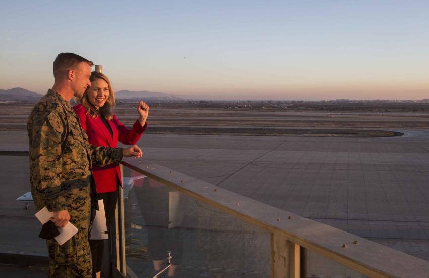 Meredith Berger visits Marine Corps Air Station Miramar in San Diego to sign a Memorandum of Understanding with the California Energy Commission in November 2021. U.S. Marine Corps photo by Lance Cpl. Jose S. GuerreroDeleon