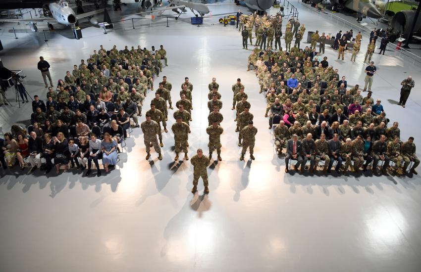 The 728th Battle Management Control Squadron, which held its activation and assumption of command ceremony on February 13 at the Museum of Aviation at Robins Air Force Base, is expected to reach full operating capacity in fiscal year 2025. USAF photo by Tommie Horton