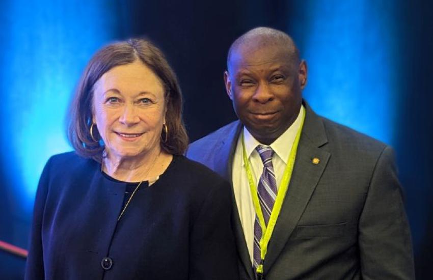 Lt. Gen. Susan S. Lawrence and Kenneth McNeill attend AFCEA TechNet Cyber 2023 in Baltimore. Photo by Maj. Dakota “Kool-Aid” Kauffman, USAF