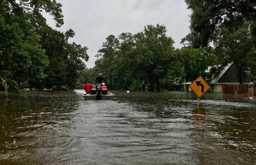 Hurricane Harvey brought over 40 inches of rain to Houston in August 2017. The storm, which remained above the city for days, demanded boat evacuations throughout various neighborhoods. Credit: MDay Photography/Shutterstock