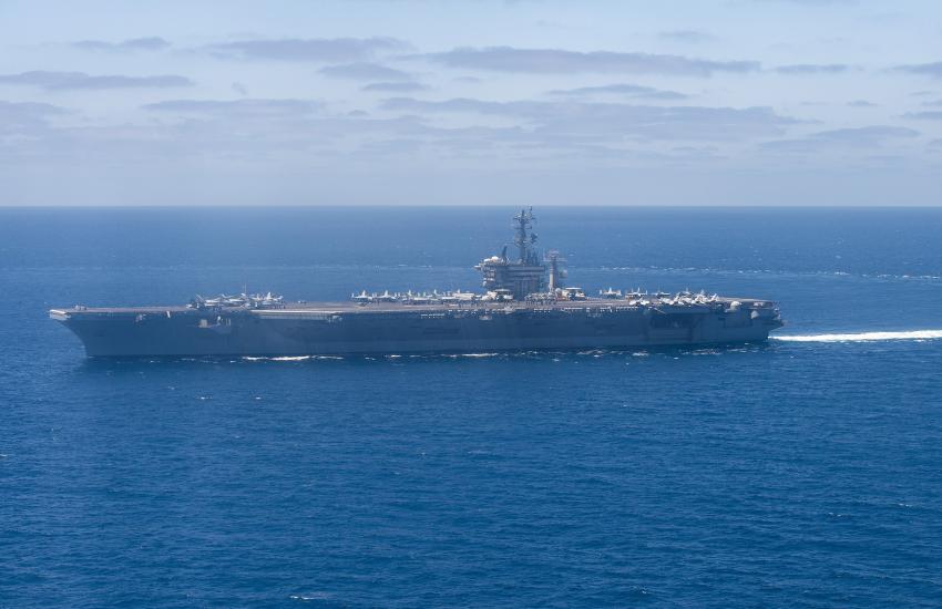 The USS Nimitz (CVN 68) aircraft carrier steams through the Pacific Ocean in August 2023 during routine operations. China’s satellites will potentially allow them to target U.S. forces on the ground, airborne assets, aircraft carriers, and other ships at sea.  U.S. Navy photo by Mass Communication Specialist 2nd Class Samuel Osborn