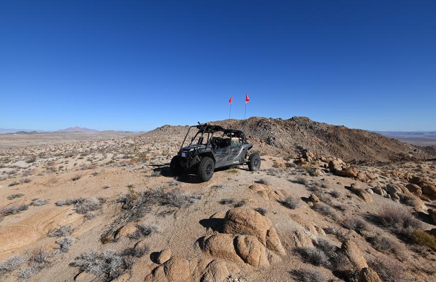A RACER Fleet Vehicle demonstrates its ability to autonomously perform at Fort Irwin, California. Credit: DARPA image