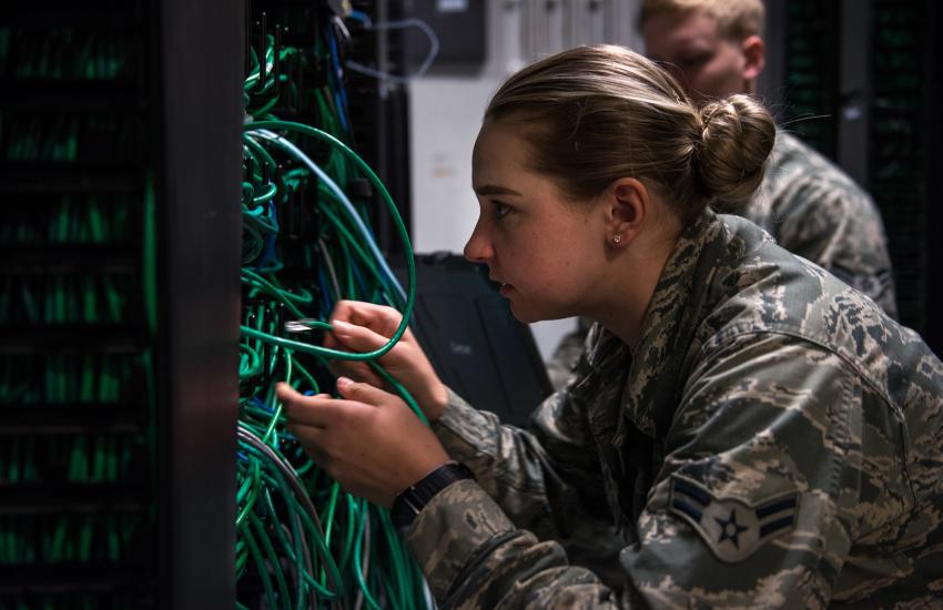 Critical infrastructure and national security are centered around cybersecurity. The defense industrial base cannot remain secure without cybersecurity policies and guidelines. Photo by Senior Airman Anthony Nin Leclerec, Joint Base Langley-Eustis, 2020