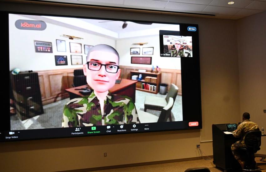 An artificial intelligence-based app allowed participants to practice talking to superiors about difficult subjects and sharpening their leadership skills at the Agile Patriot conference, June 6-8 at Wright-Patterson Air Force Base, Ohio. Credit: Michele Donaldson, Air Force Materiel Command