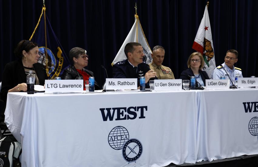 Information warfare leaders participate on a panel at the WEST 2024 conference in San Diego.