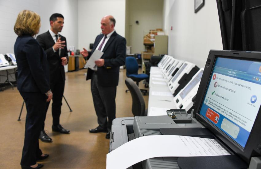 Department of Homeland Security representatives visit North Carolina election officials and partners to discuss election security in February 2020. Credit: Flickr photo by Tara A. Molle
