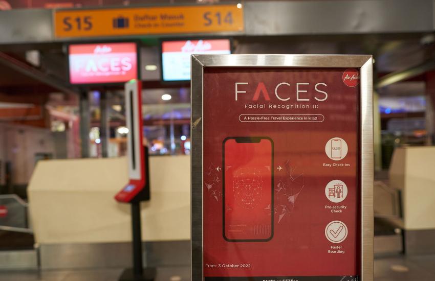 Since May 2022, certain AirAsia passengers traveling through Kuala Lumpur have used facial recognition technologies to pass through security. Credit: Sorbis/Shutterstock